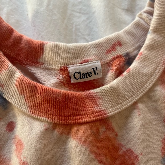Clare V Red and Blue Sweatshirt Bold Graphic Design - Picture 2 of 5